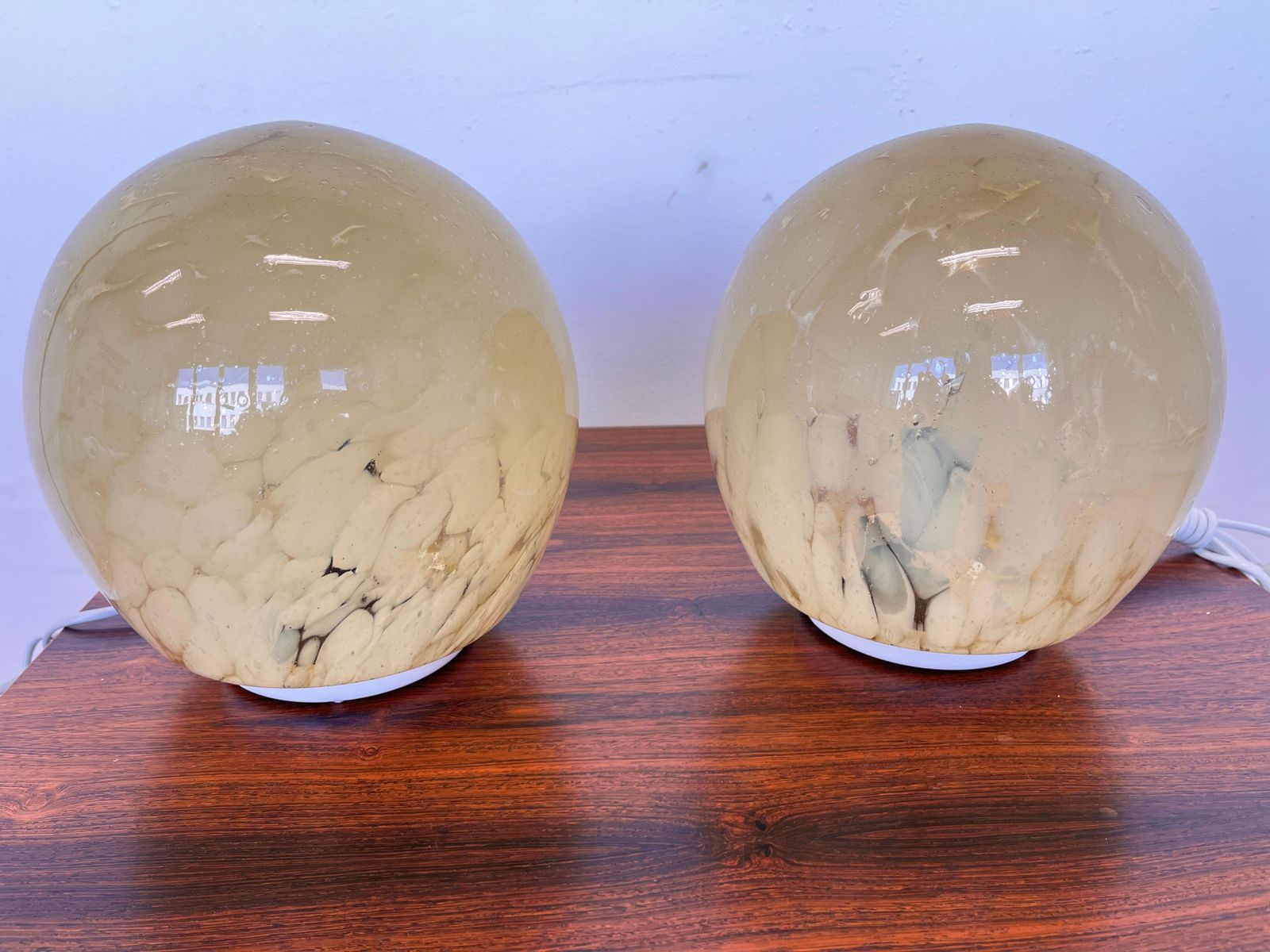 Pair Of Design Mid Century Artglass Table Lamps, 1980s   Czechoslovakia photo for sale