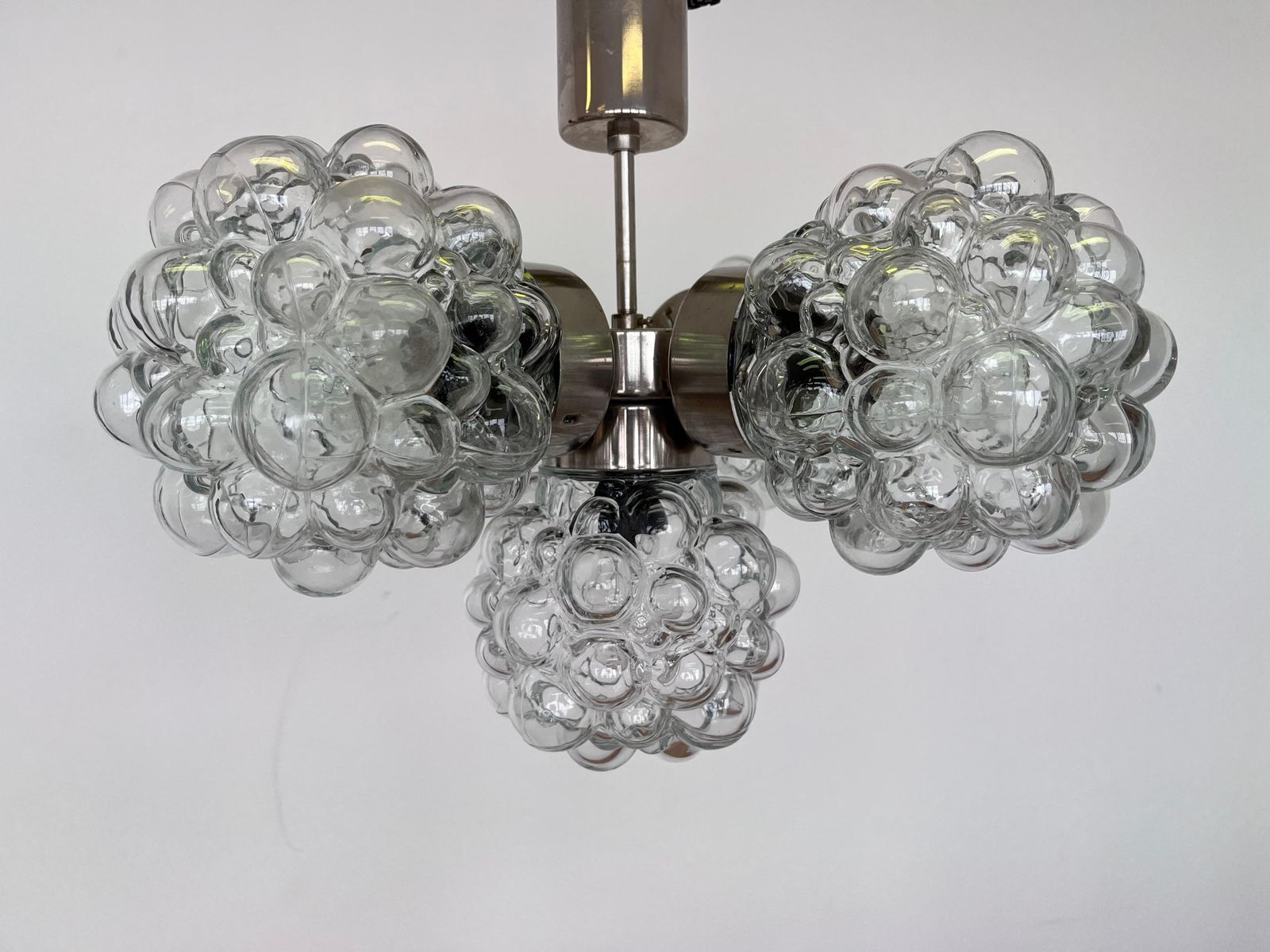 Design Glass And Chrome Pendant By Kamenicky Senov, Czechoslovakia, 1970s photo for sale