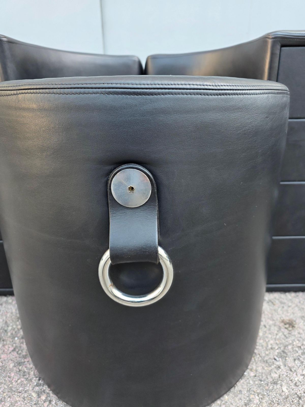 Chest Of Drawers With Stool Black Leather 1970 Guido Faleschini For I4 Mariani photo Furniture