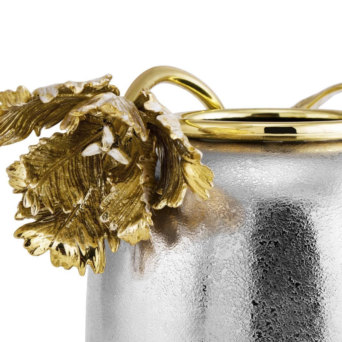 Pair Of Small Contemporary Silver And Gold Metal Tulip Vase photo furniture