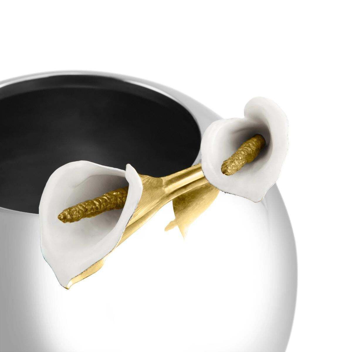 Small Contemporary Silver And Gold Metal Calla Lily Vase Bowl photo 656.0