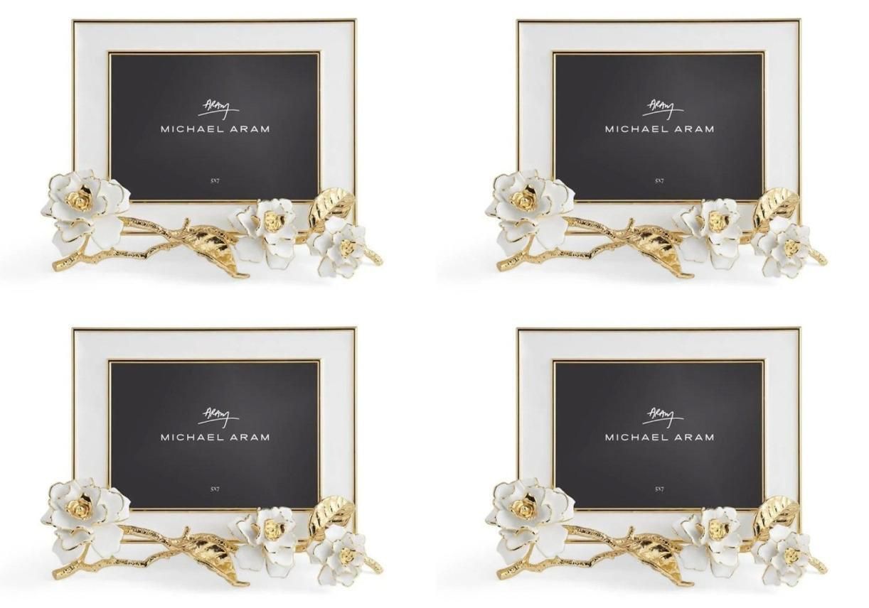 Set Of Four Contemporary Gold Metal And Enamel Floral Photo Frame photo buy