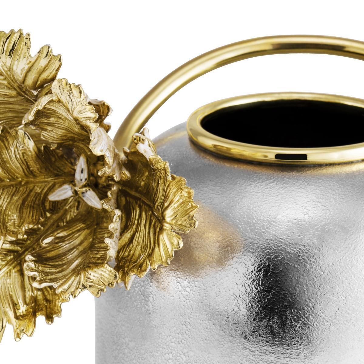 Pair Of Large Contemporary Silver And Gold Metal Tulip Vase photo furniture