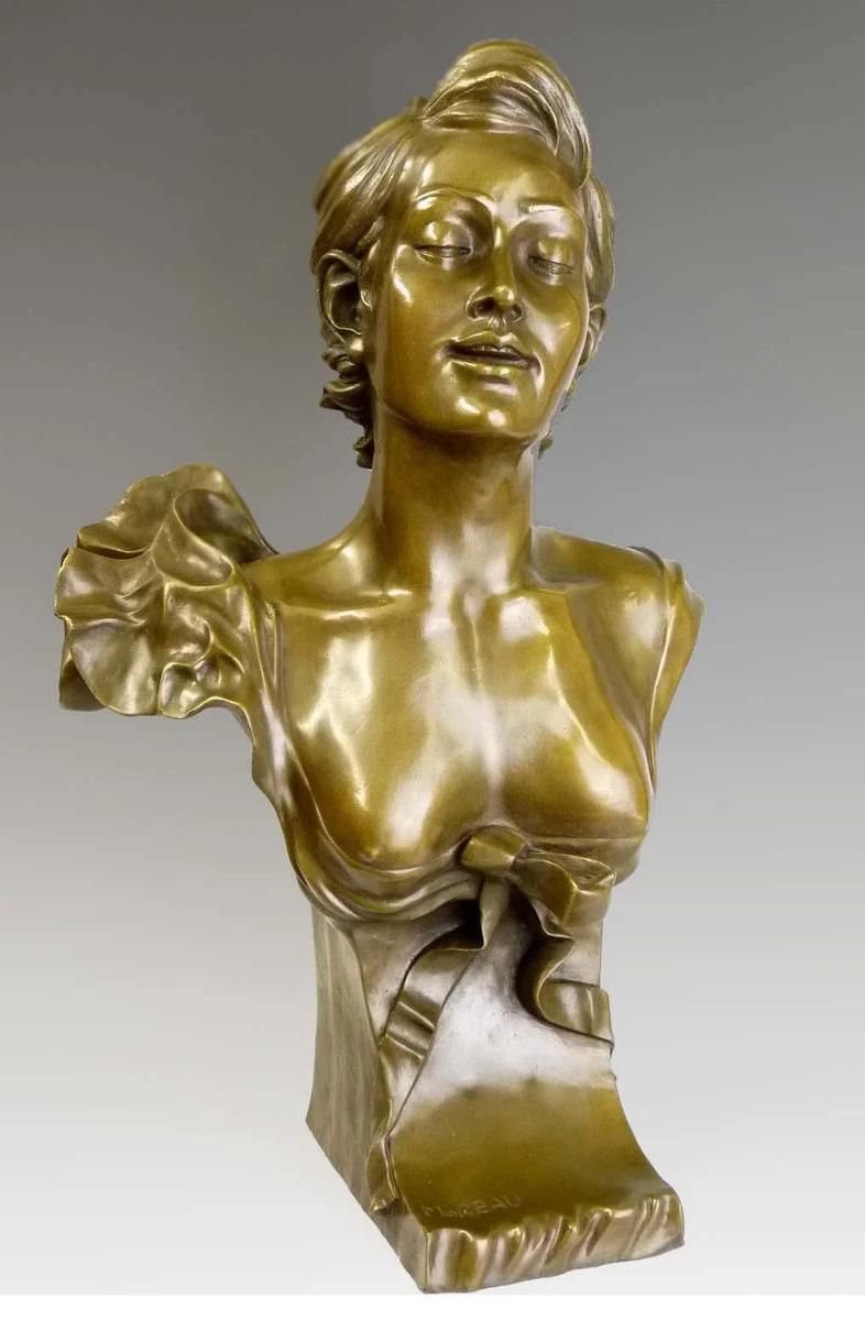 Art Nouveau Gold Patinated Bronze Bust Sculpture photo furniture