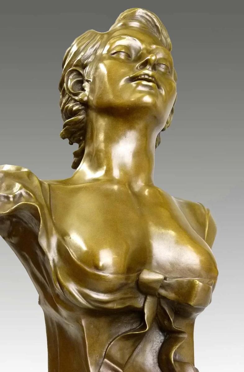 Art Nouveau Gold Patinated Bronze Bust Sculpture photo for sale