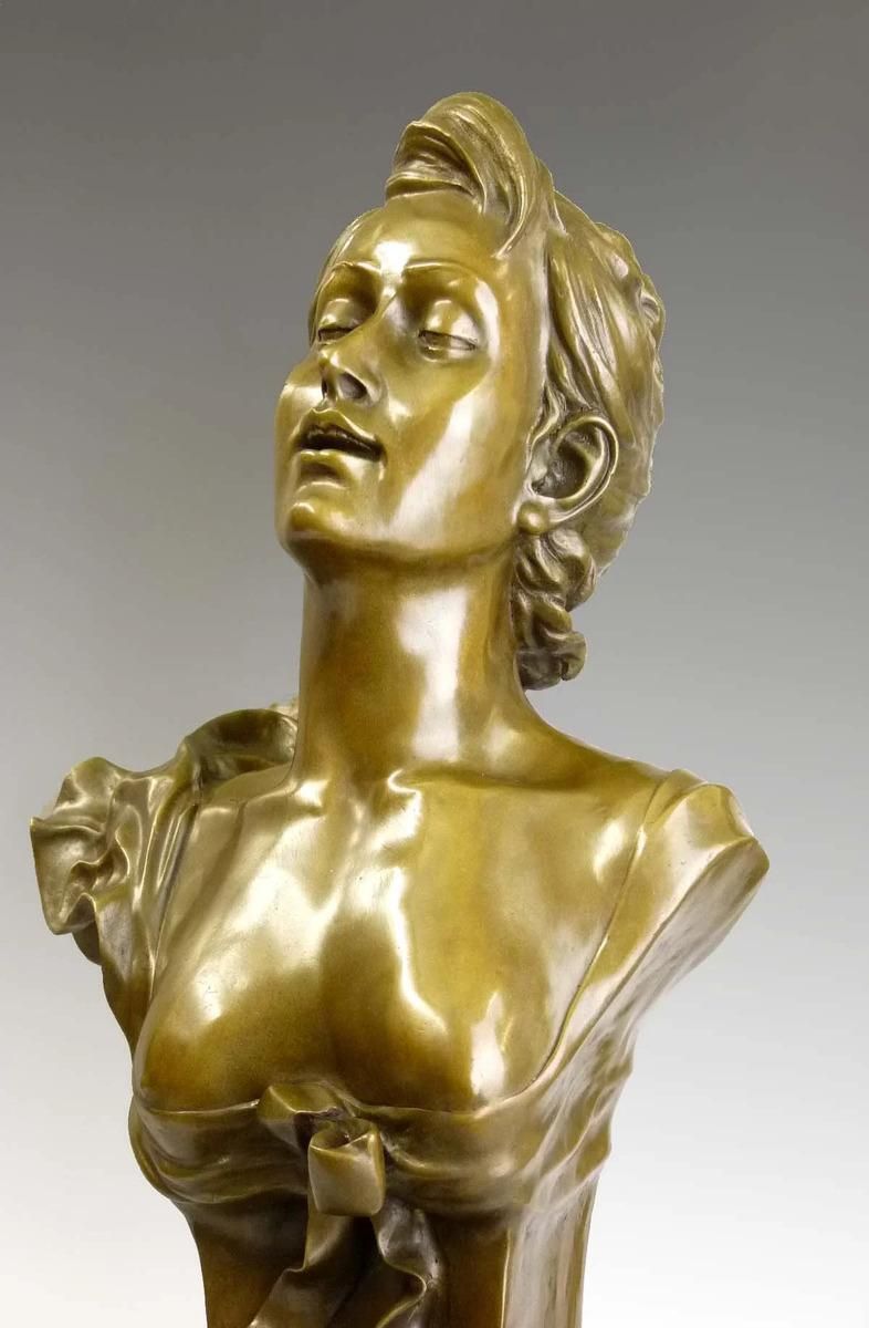 Art Nouveau Gold Patinated Bronze Bust Sculpture photo Art