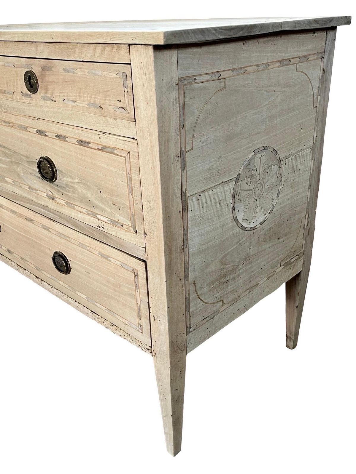 Italian Neoclassical Bleached Walnut Chest Of Drawers / Commode With Inlay photo buy