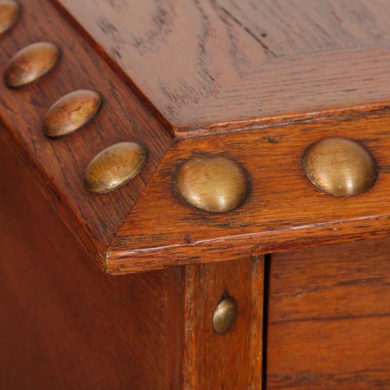 Oak And Brass Desk In The Style Of Charles Dudouyt, 1940 photo 1754.0