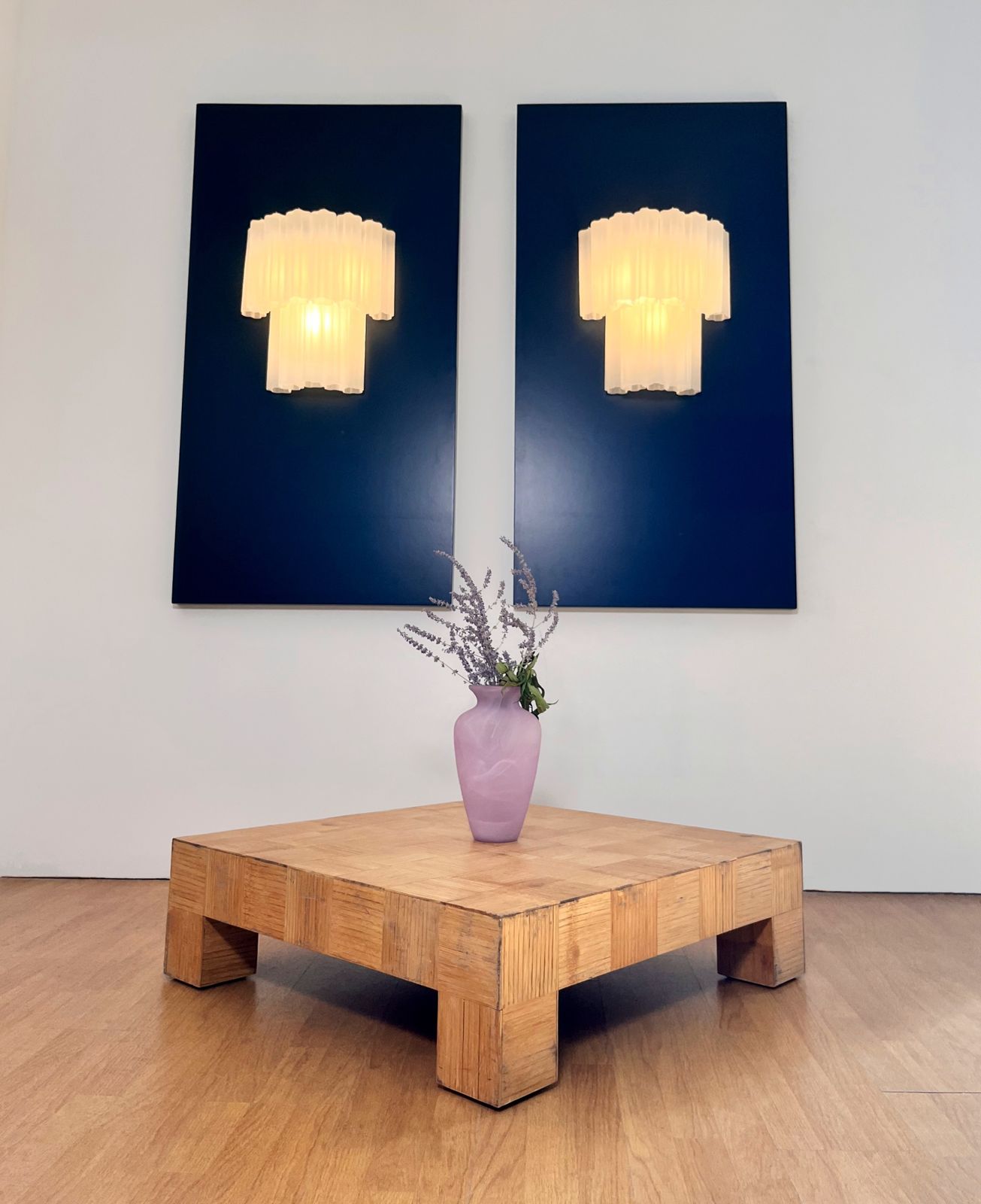 Fantastic Pair Of Murano Glass Tube Wall Sconces   13 Etched Glass Tube photo 805.0