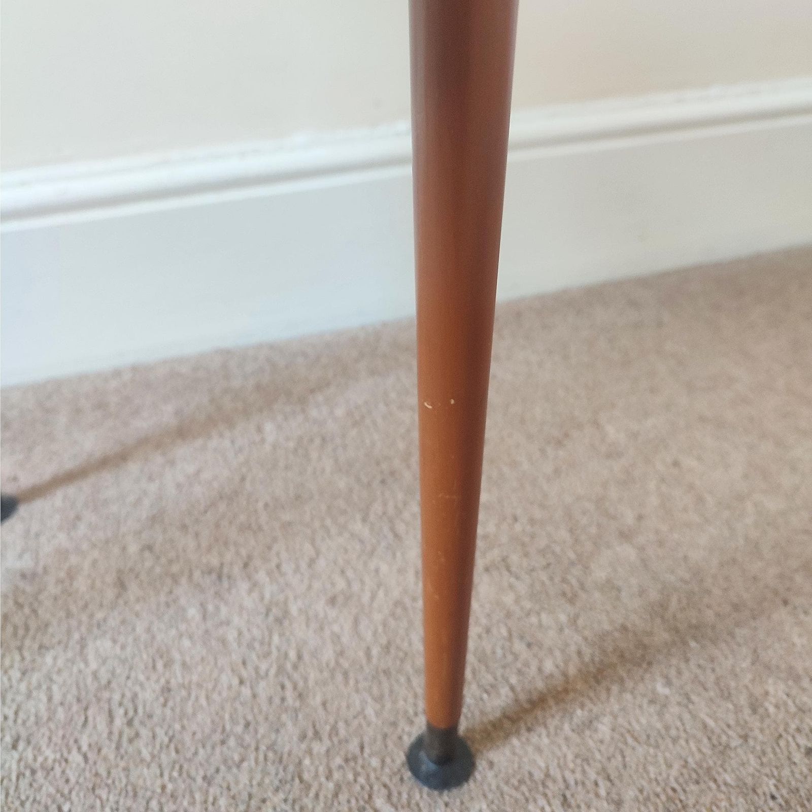 Furniture Small Vintage Wood Grain Formica Side Table Retro Plant Table With Tapered Legs Mid Century Modern photo