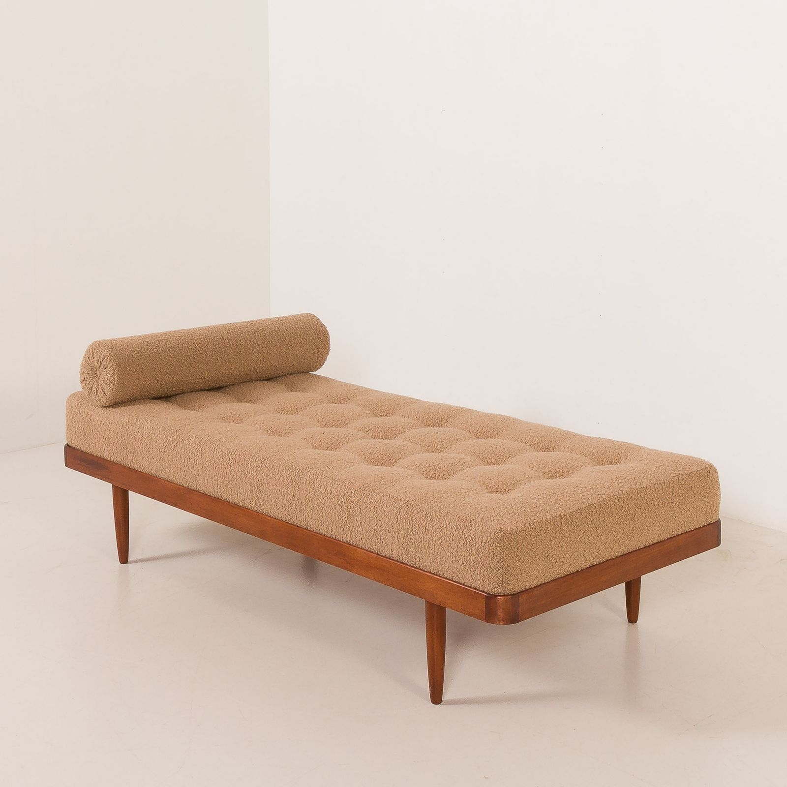 Scandinavian Mid Century Daybed In Natural Boucle Fabric, Denmark 1960s photo buy