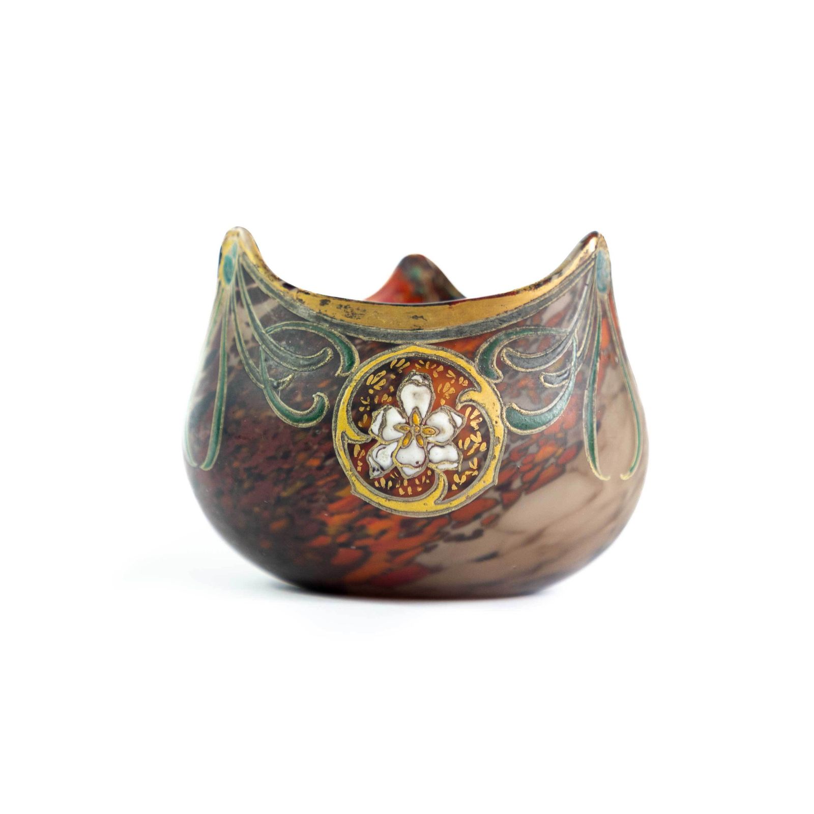Le Gras – Art Nouveau Blown Glass Ball Vase photo for sale