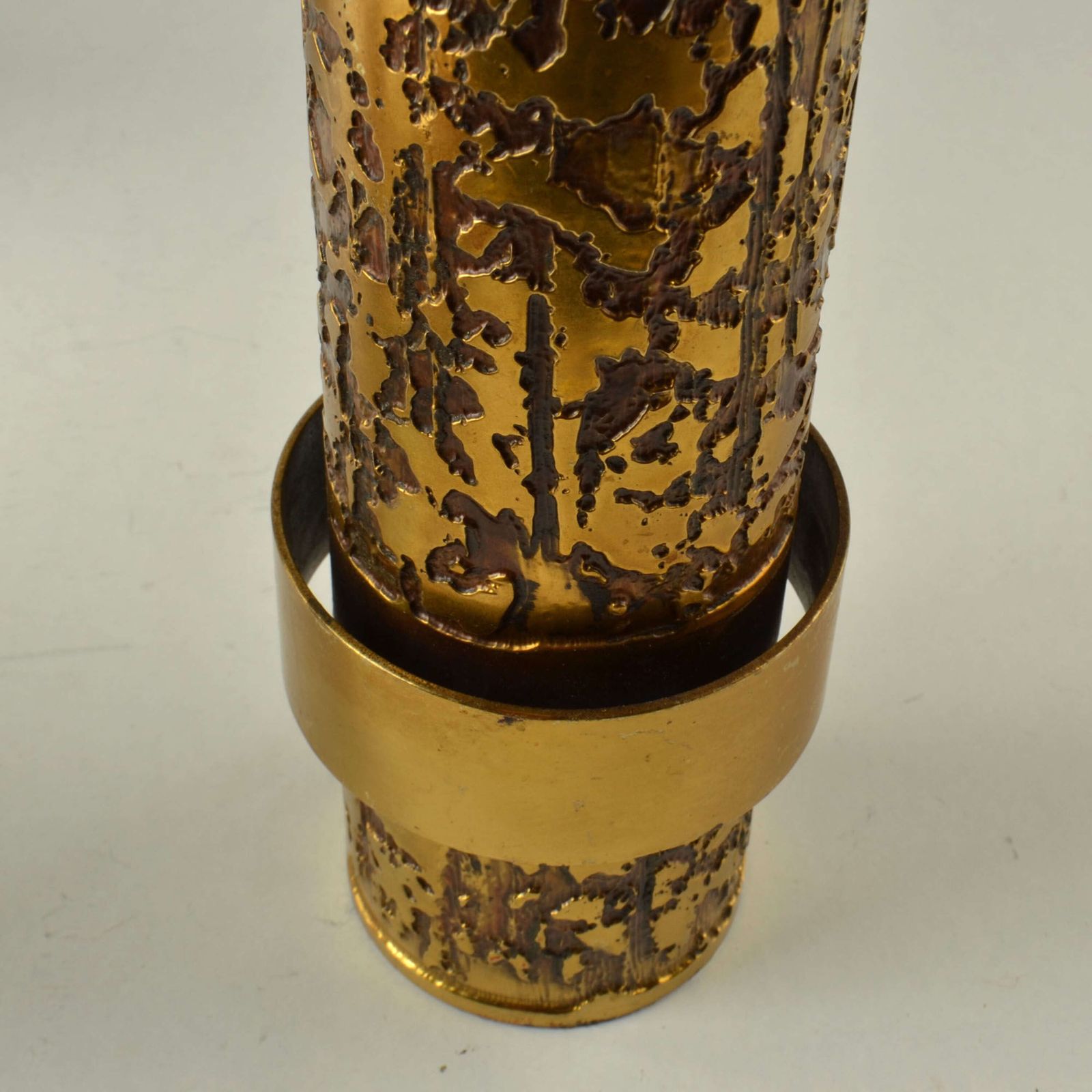 Set Of Sculptural Cylinder Brass Vases, Germany 1970's photo buy