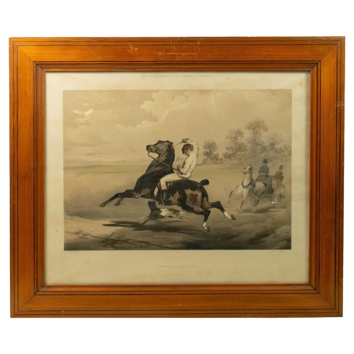 Lithographie Le Poney d'après Alfred de Dreux, mise en couleurs par Loeillot et Ciceri, vers 1840
