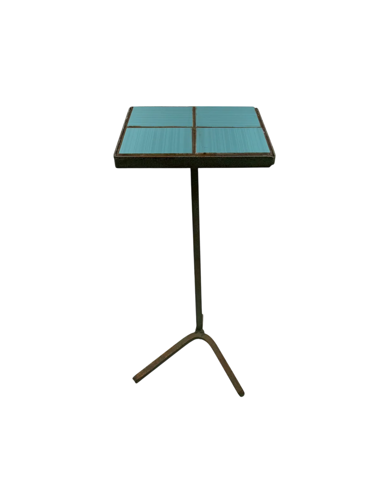 Modern Azure Iron And Tiles Side Table, France 1960s photo 300.0