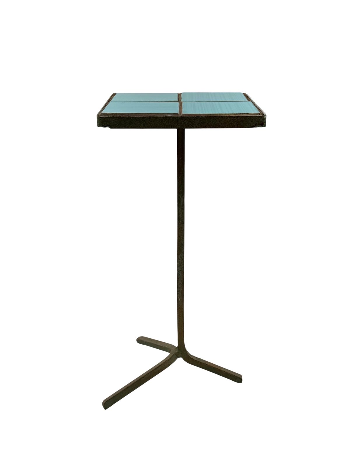 Modern Azure Iron And Tiles Side Table, France 1960s