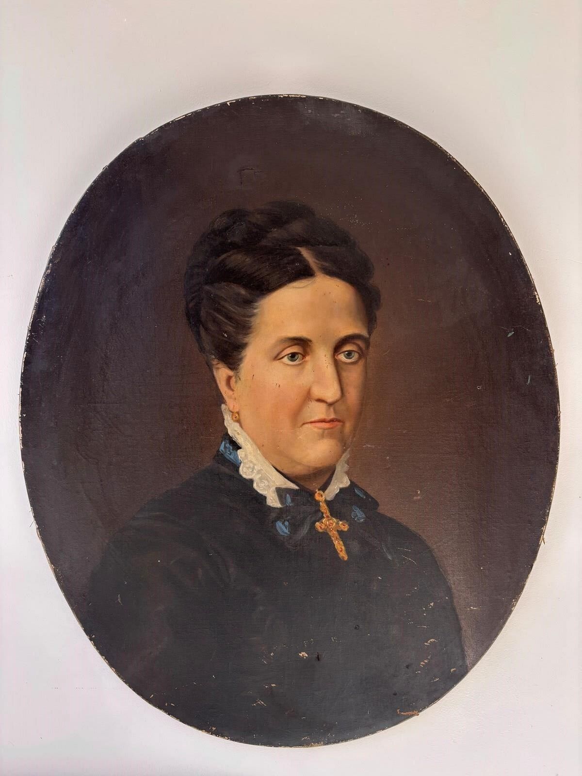 19th Century French Oil Portrait Pensive Lady photo 575.0