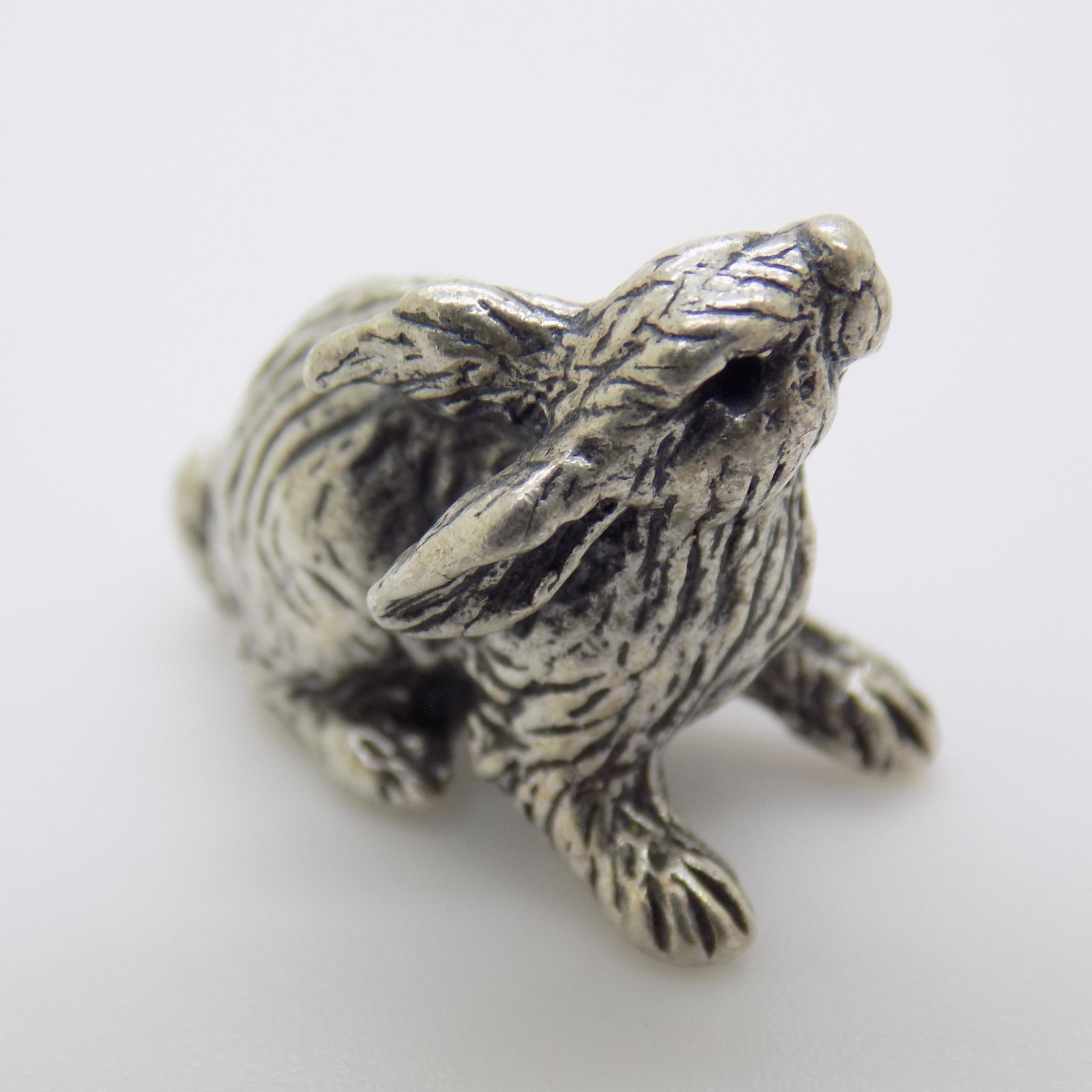 Vintage Italian Handmade Genuine Silver Rabbit Figurine, 1980s photo 158.0