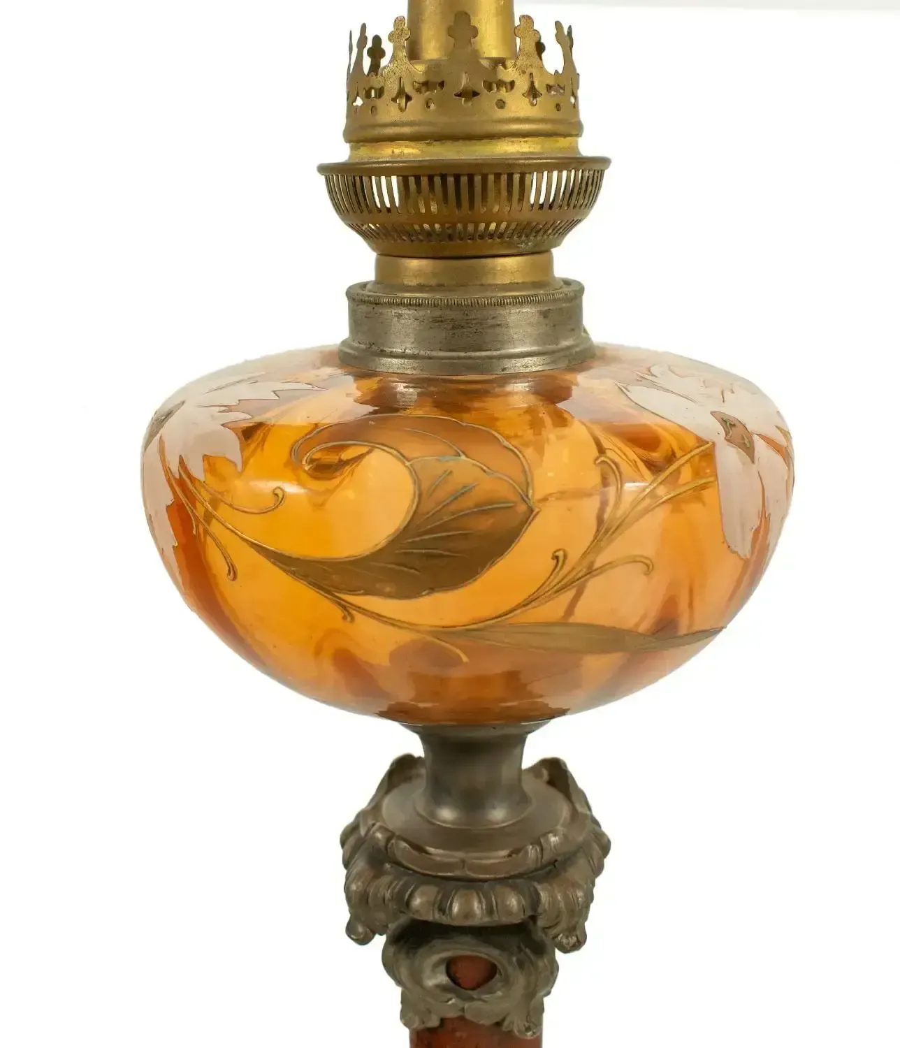 Lampe à pétrole Art Nouveau convertie, française photo for sale
