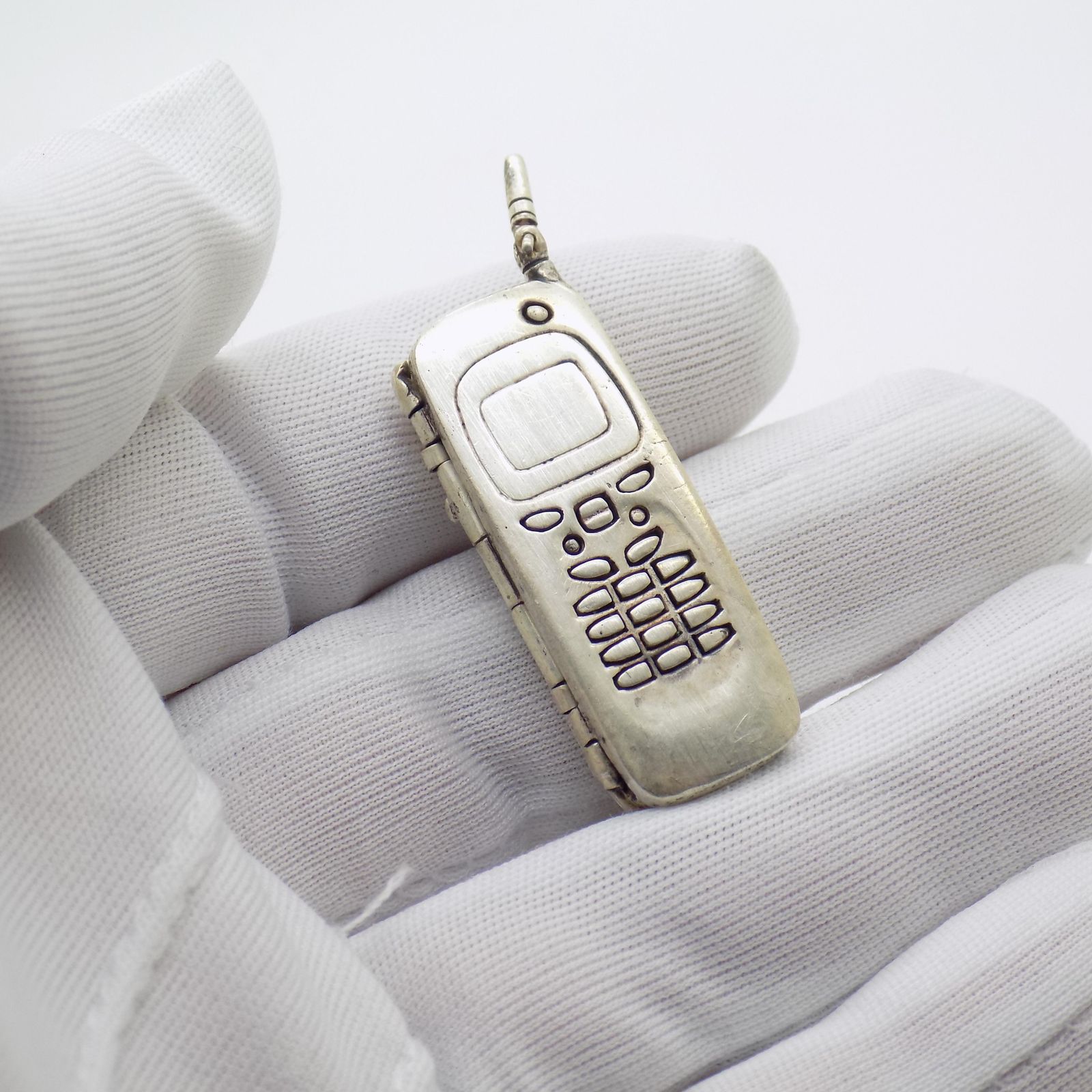 Vintage Italian Handmade Genuine Sterling Silver Nokia 9000 Cellphone Figurine, 1990s photo for sale