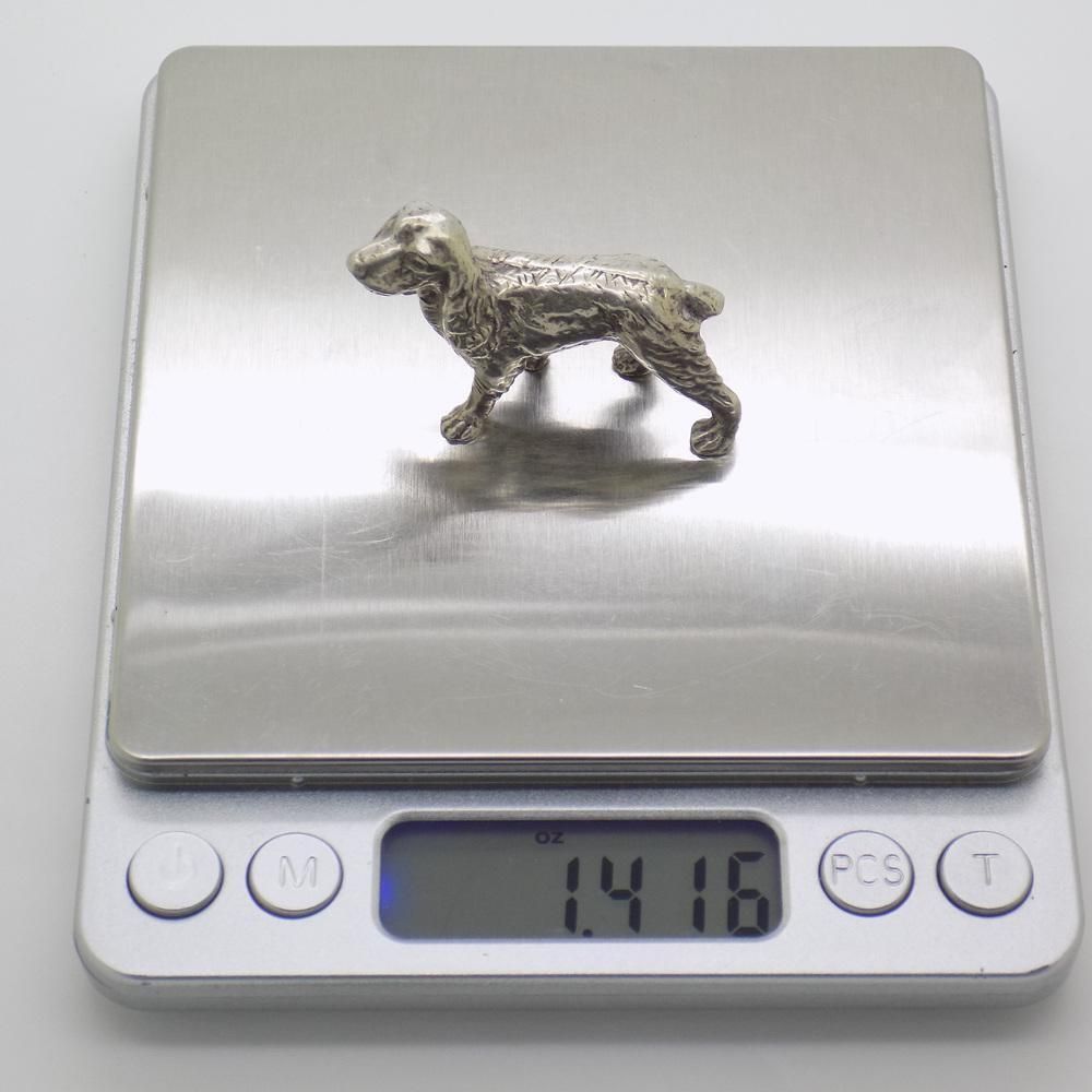 photo furniture Vintage Italian Handmade Genuine Silver Cocker Spaniel Dog Figurine, 1960s