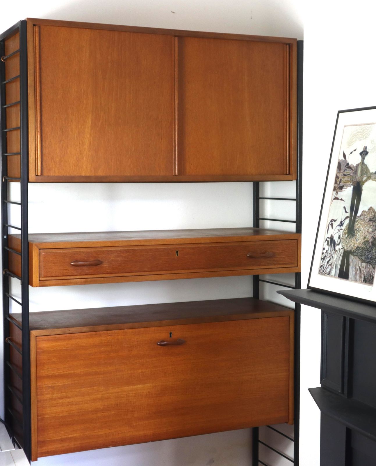 Staples Ladderax Modular Teak Shelving — 1960's 2 Bay Unit photo furniture
