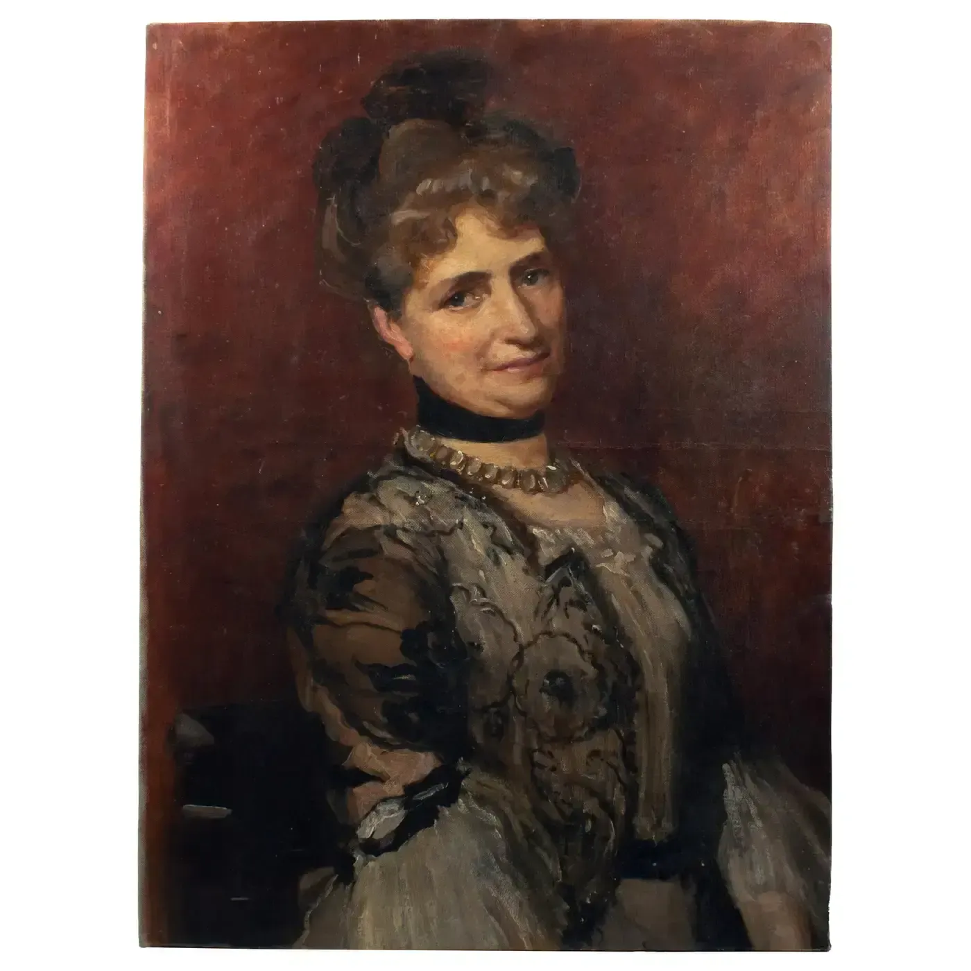 Belle époque Portrait, Lady In Black Lace Bolero – Mnr Jean Louis Forain, C.1895