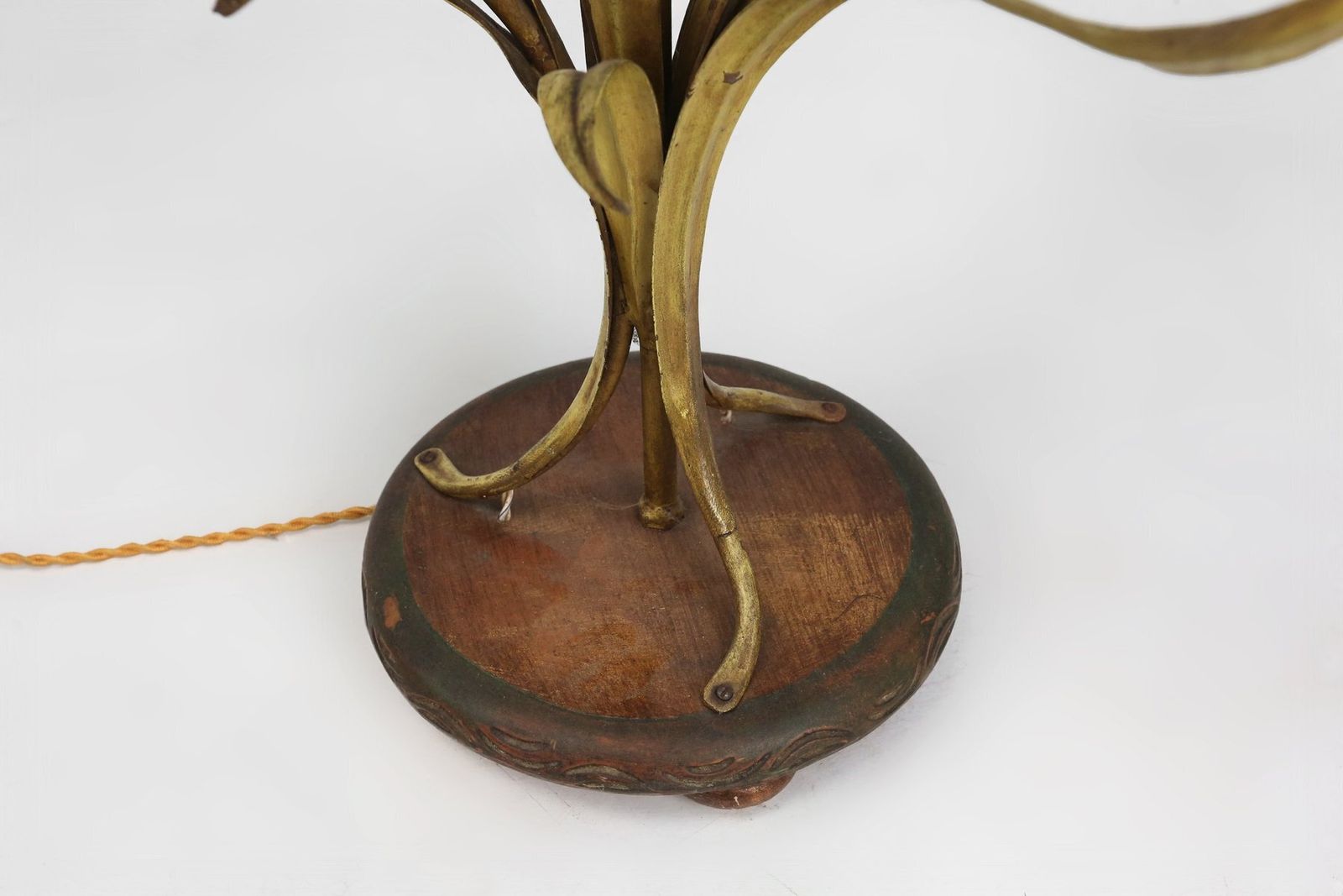 photo buy Hollywood Regency French Coffee Table With Lightning In Brass Flowers, 1950s