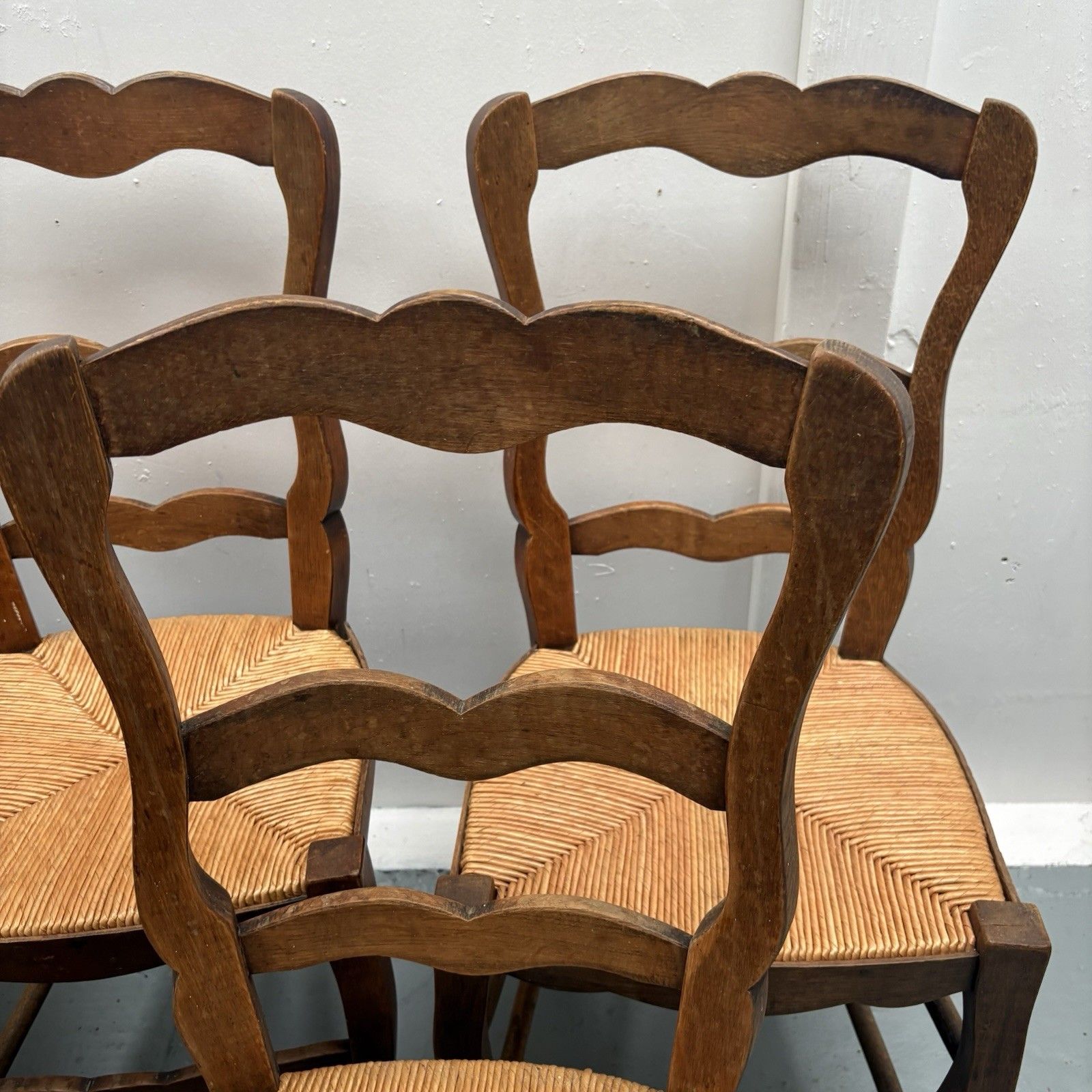 5 Vintage French Farmhouse Country ´Van Gogh’ Ladderback Rush Seat Dining Chairs photo buy