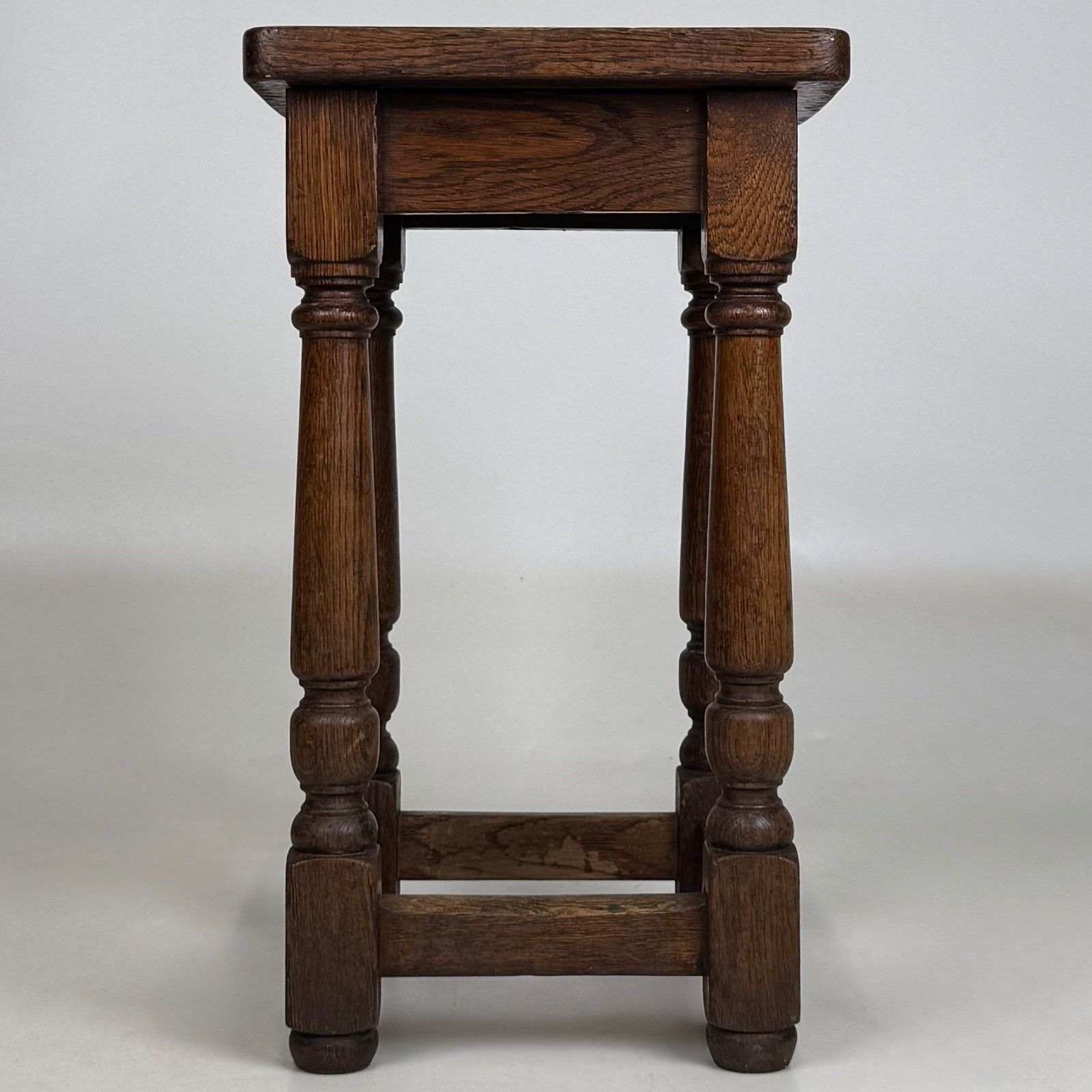 Antique 20th Century Edwardian Set Of 3 Oak Stools ( Af 5540 ) photo vinterior
