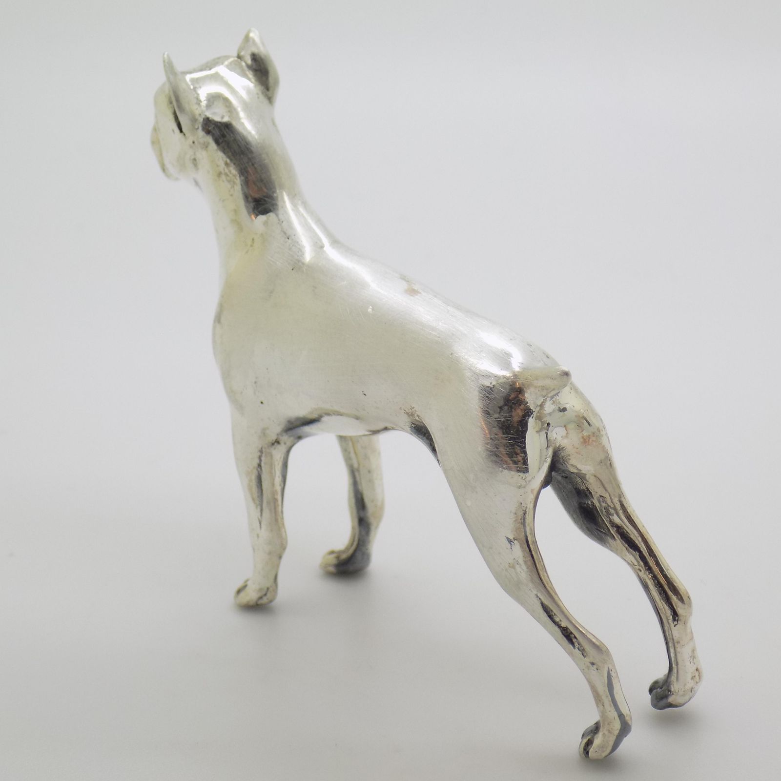 Large Vintage Italian Handmade Sterling Silver Boxer Dog, Tuscany, Italy, 1970s photo vinterior