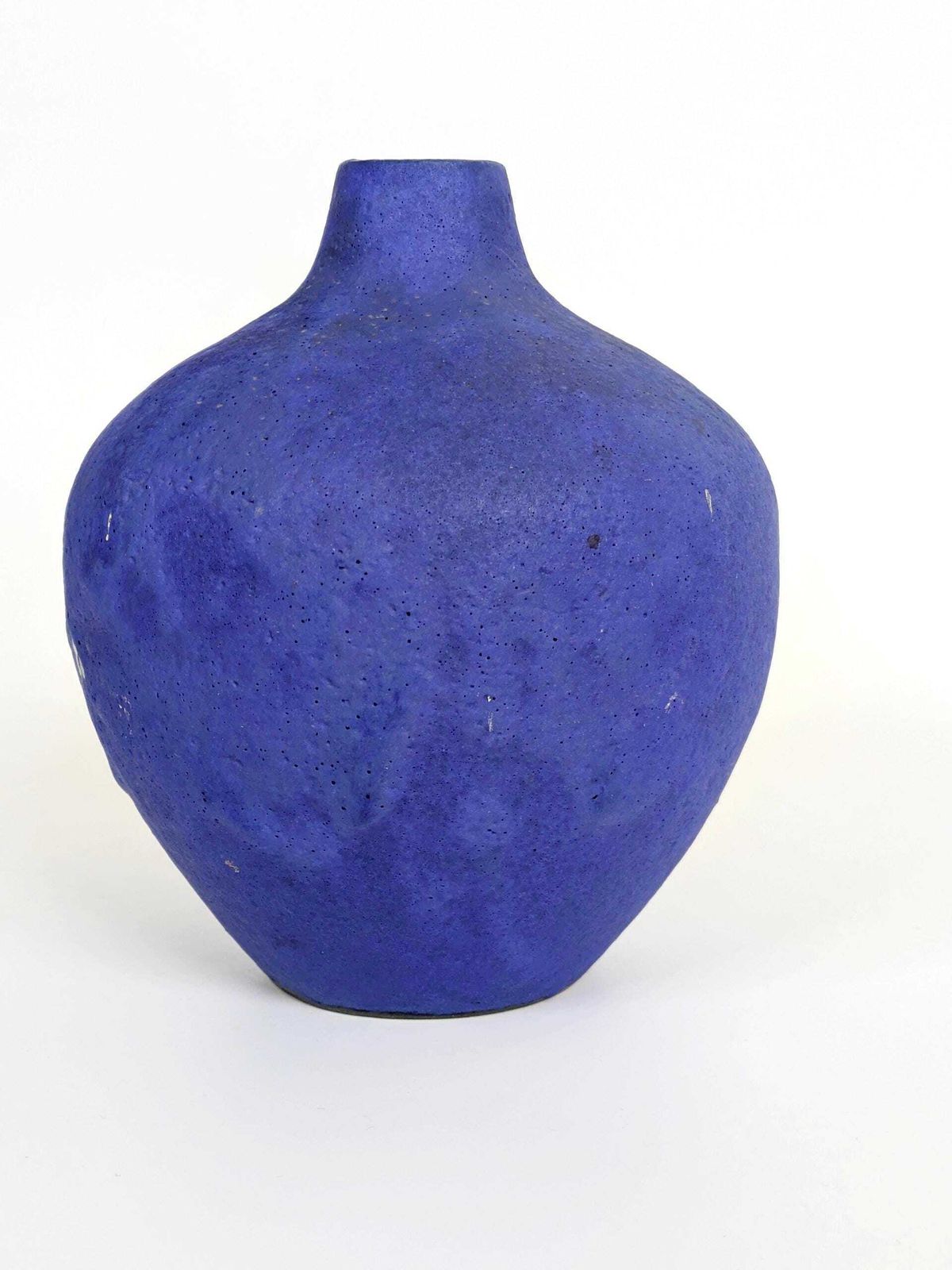 Midcentury Heyne Keramik Vase, Klein Blue Fat Lava Ceramic, West Germany 1960s, Signed photo 107.0