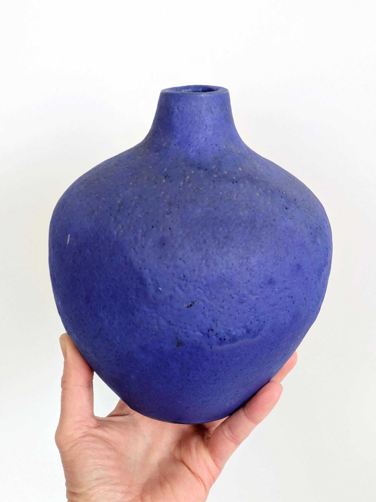 Midcentury Heyne Keramik Vase, Klein Blue Fat Lava Ceramic, West Germany 1960s, Signed photo vinterior