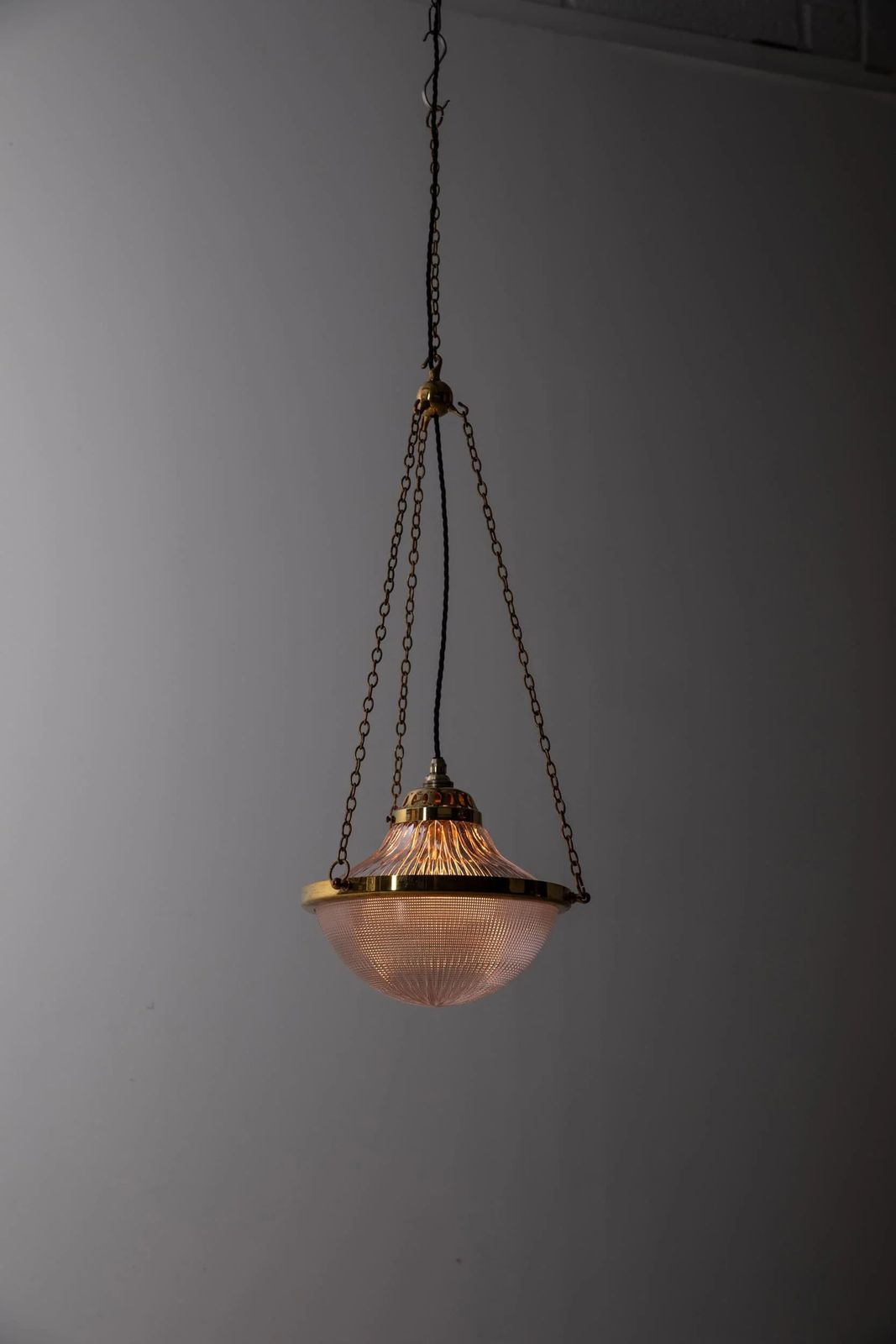 10" Antique Holophane 'Blondel Stiletto' Glass Pendant Light photo Lighting