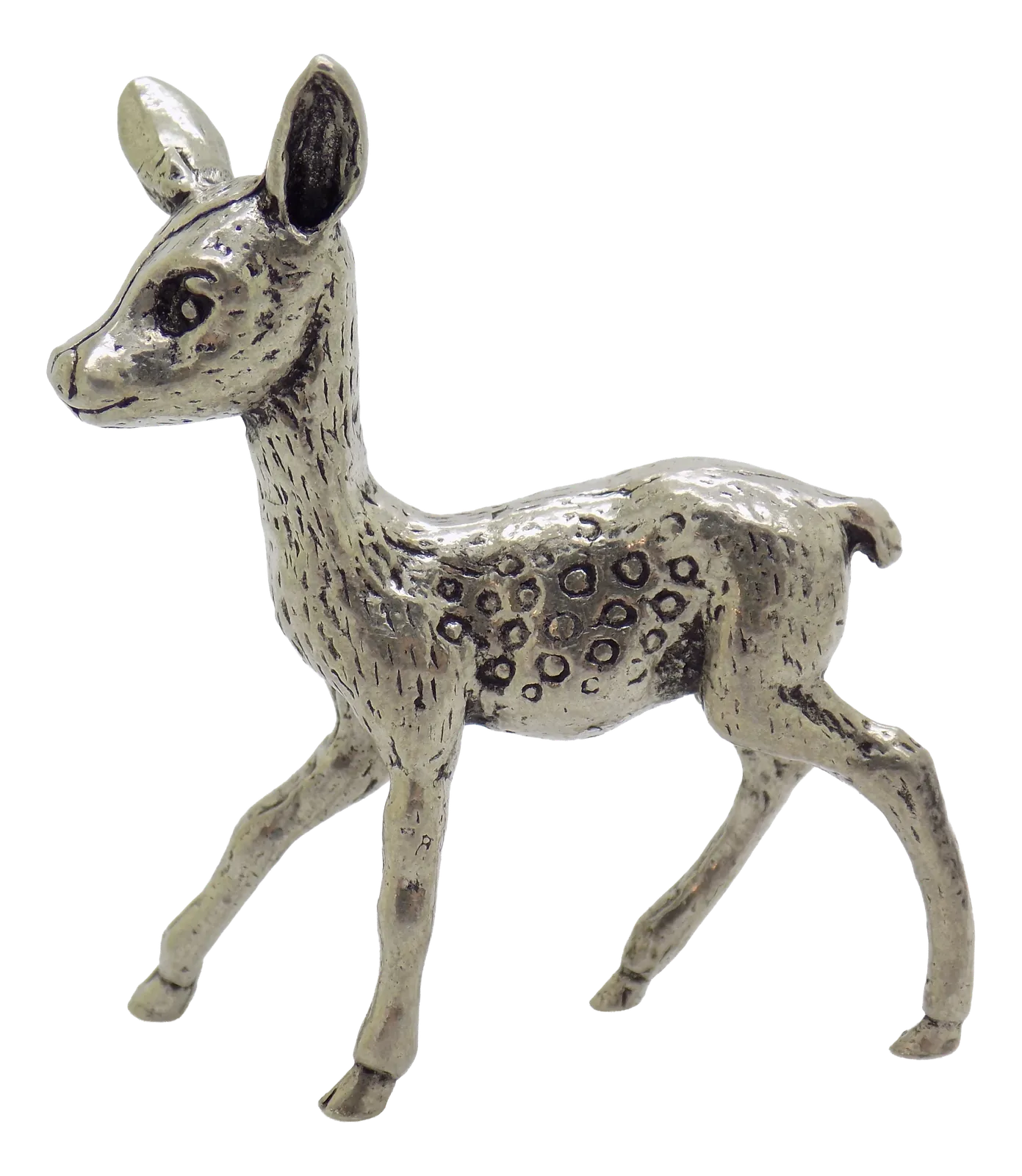 Vintage Italian Handmade Genuine Silver Fawn Deer Figurine, 1970s