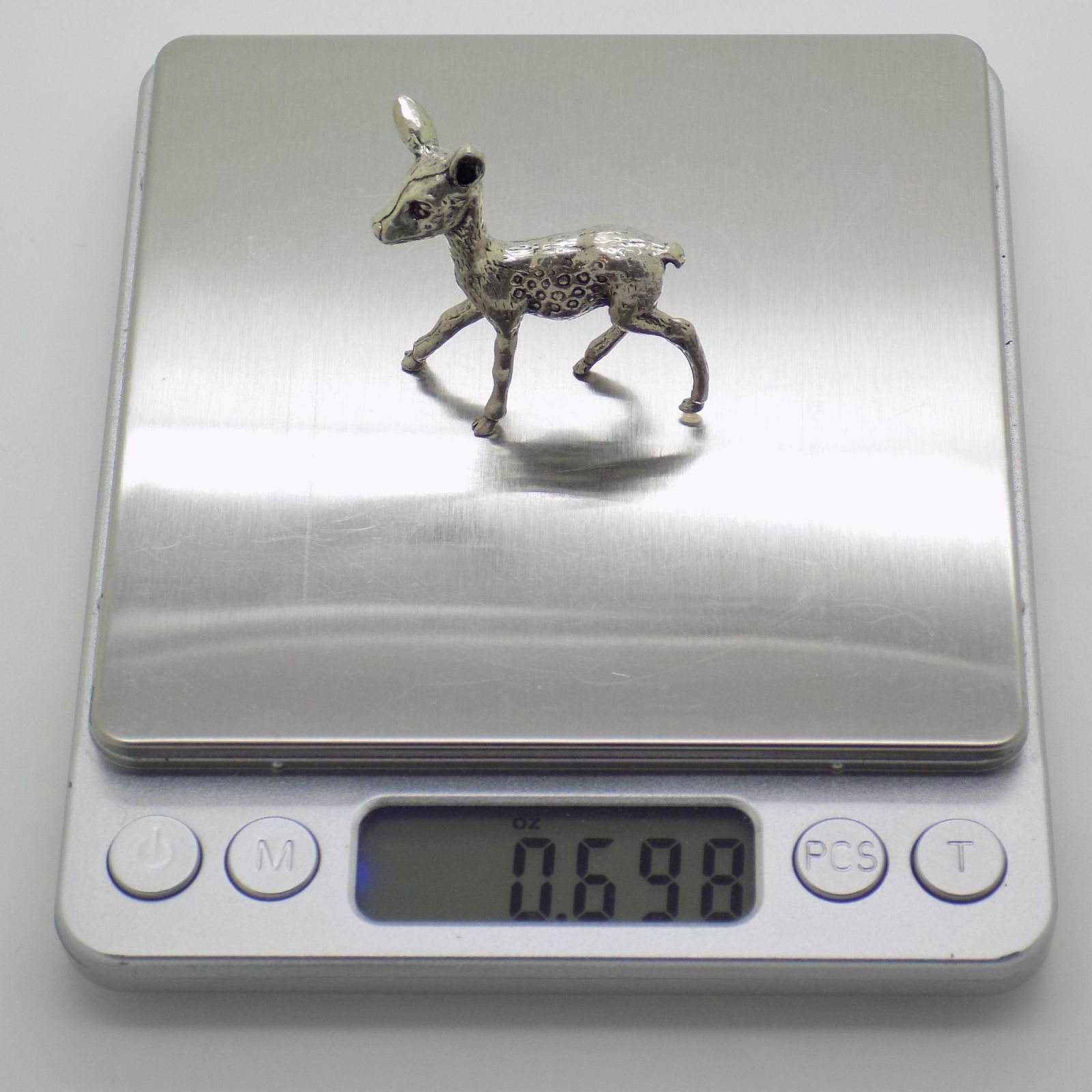 Vintage Italian Handmade Genuine Silver Fawn Deer Figurine, 1970s photo vintage