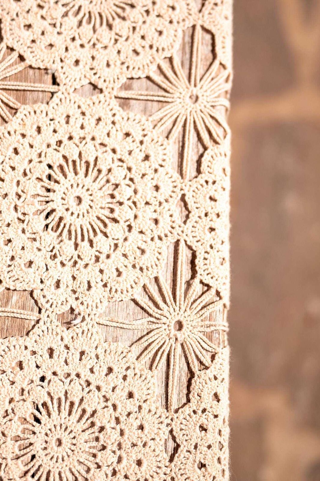Large Handmade Crochet Tablecloth Vintage Cotton Lace Floral Motif Butter White 246x290cm