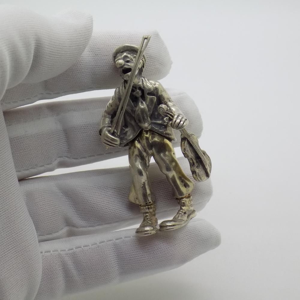 Vintage Italian Handmade Silver Circus Violinist Figurine From Angini, Arezzo, Tuscany, Italy, 1970s photo furniture