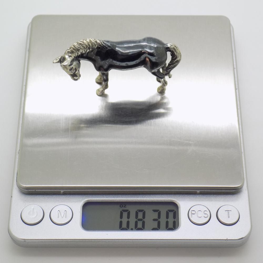 Art Vintage Italian Handmade Genuine Silver Saturno Branded Darkened Horse Figurine, 1980s photo