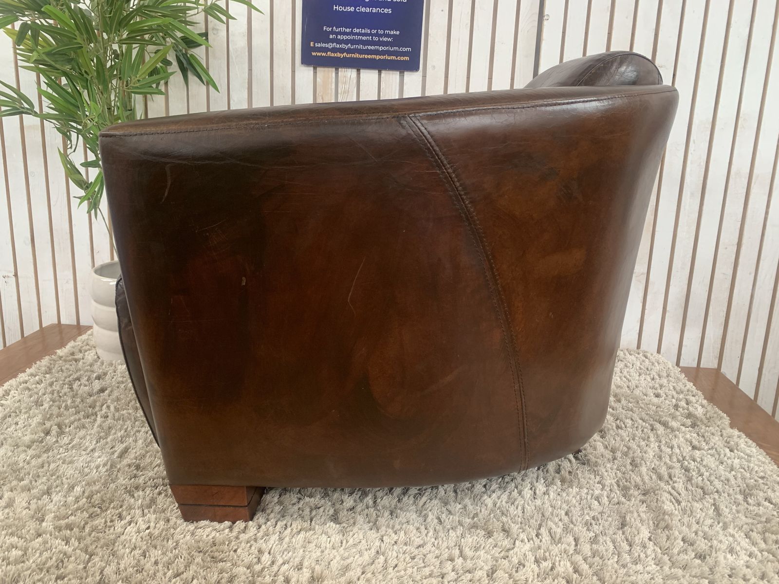 Timothy Oulton Halo Mars Aviator Rocket Leather Club Armchair Cigar Brown Vintage photo furniture