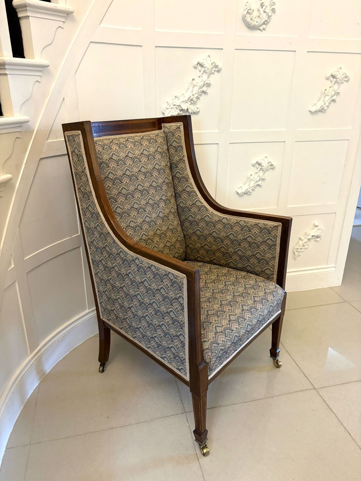Antique Quality Mahogany Bergère Style Wing Armchair