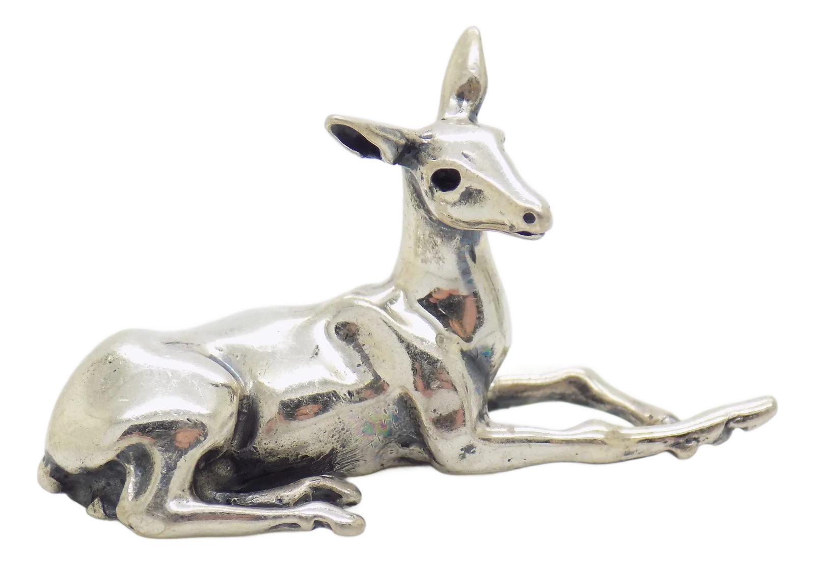 Vintage Italian Handmade Sterling Silver Sitting Deer Figurine, 1980s