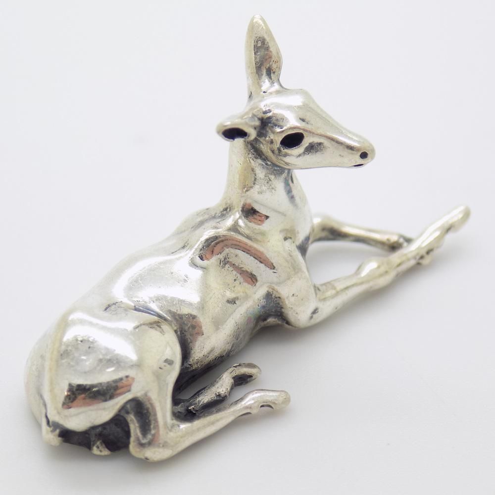Vintage Italian Handmade Sterling Silver Sitting Deer Figurine, 1980s photo for sale