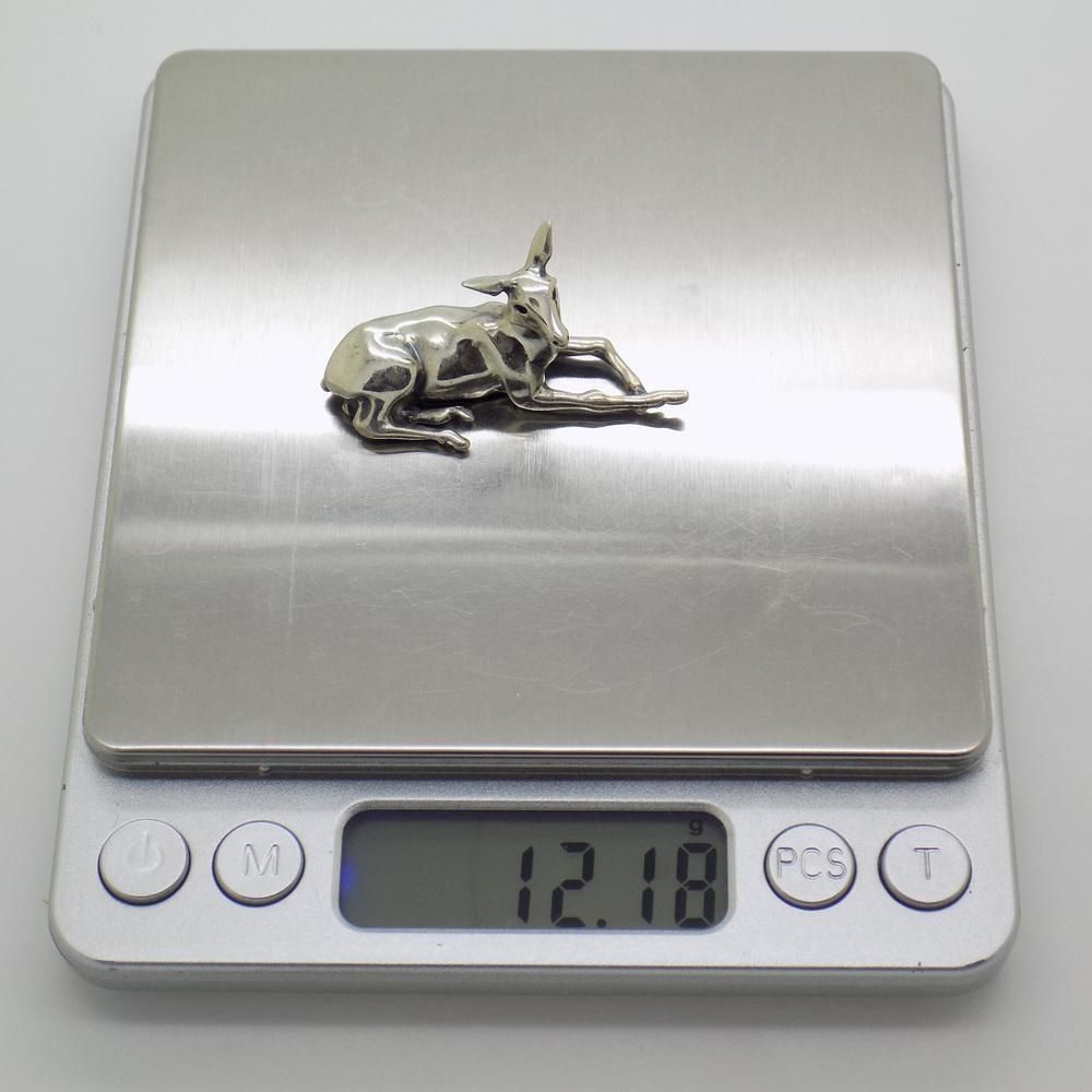 photo for sale Vintage Italian Handmade Sterling Silver Sitting Deer Figurine, 1980s