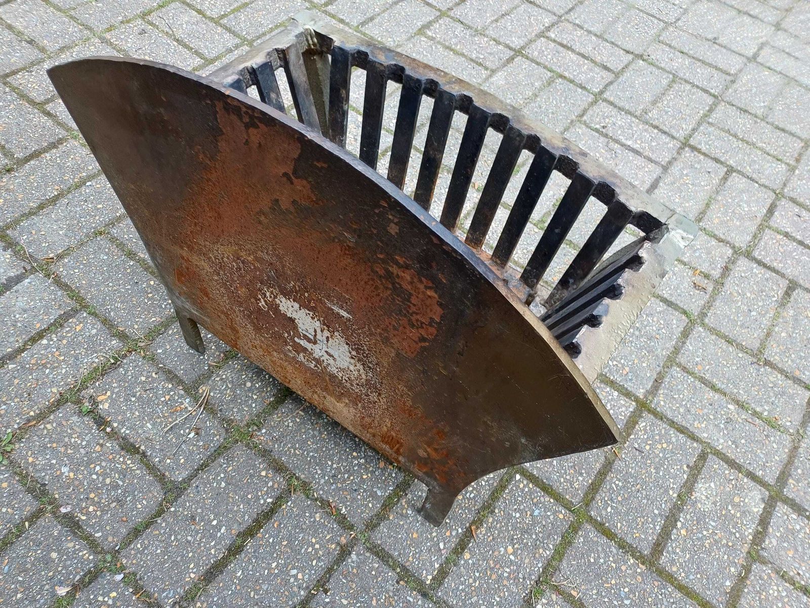Art Deco Fireplace Grate 1930s Cast Iron Fire Basket Vintage Hearth Insert Heavy Original Finish Coal Log Basket Free Hand Delivery photo for sale