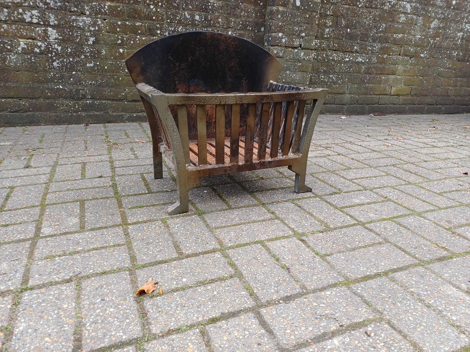 Home Fixtures Art Deco Fireplace Grate 1930s Cast Iron Fire Basket Vintage Hearth Insert Heavy Original Finish Coal Log Basket Free Hand Delivery photo