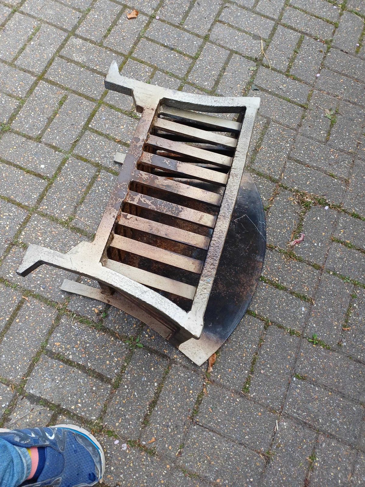 595.0 Art Deco Fireplace Grate 1930s Cast Iron Fire Basket Vintage Hearth Insert Heavy Original Finish Coal Log Basket Free Hand Delivery photo