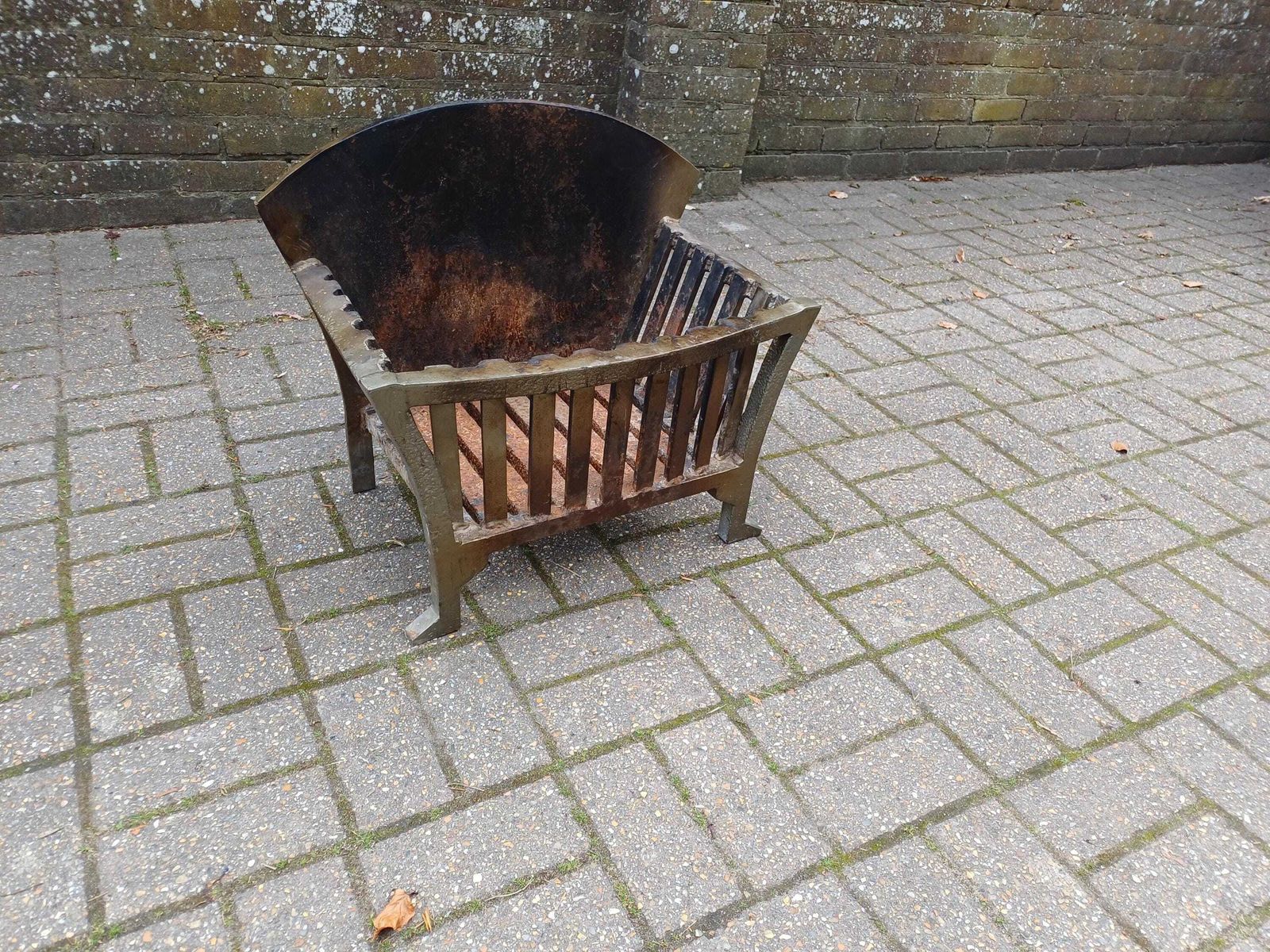 photo vintage Art Deco Fireplace Grate 1930s Cast Iron Fire Basket Vintage Hearth Insert Heavy Original Finish Coal Log Basket Free Hand Delivery