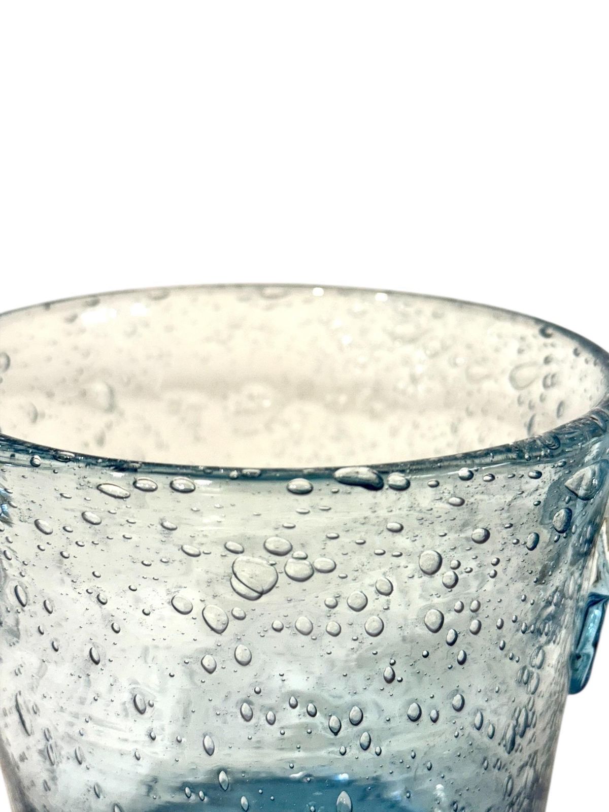 Biot Blue Bubble Glass Ice Bucket, Hand Blown, Coastal Design, France photo 424.0
