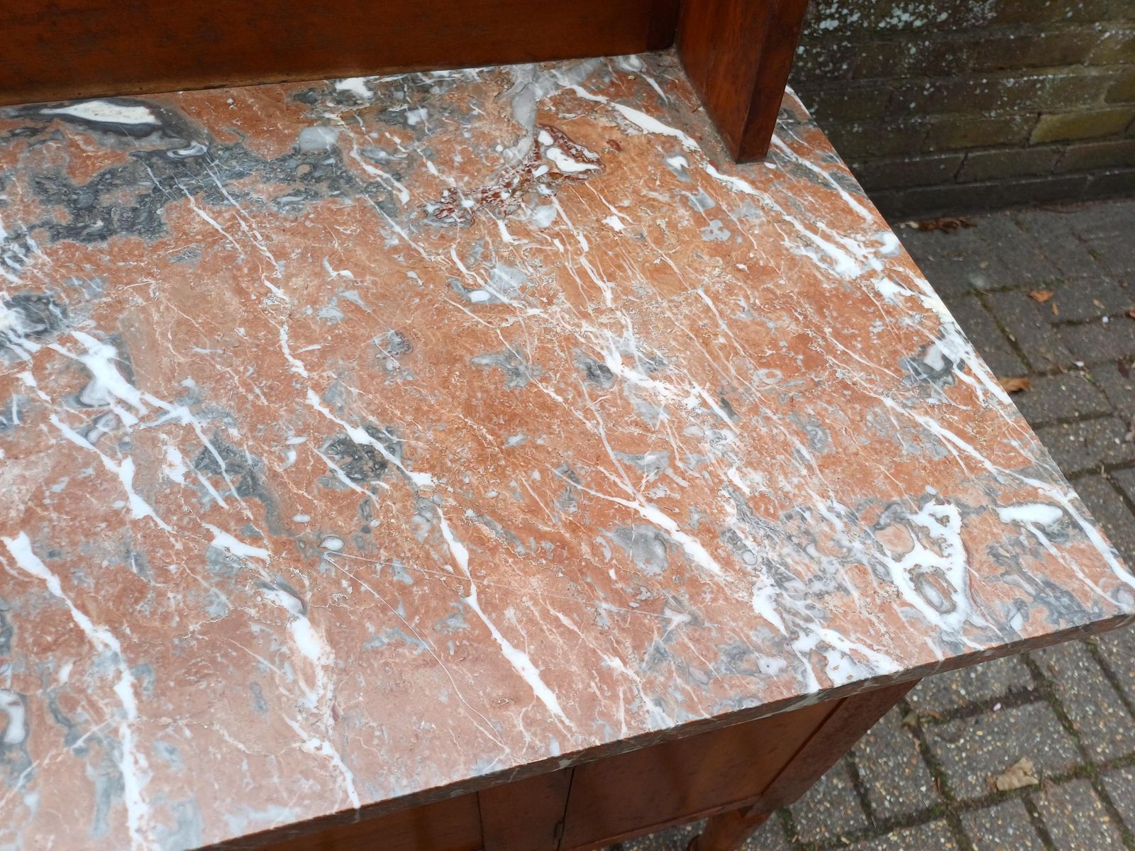 Early 20th Century Satinwood Washstand Marble Top Tile Back Antique Bedroom Cabinet On Casters Original Finish Edwardian Free Hand Delivery photo buy